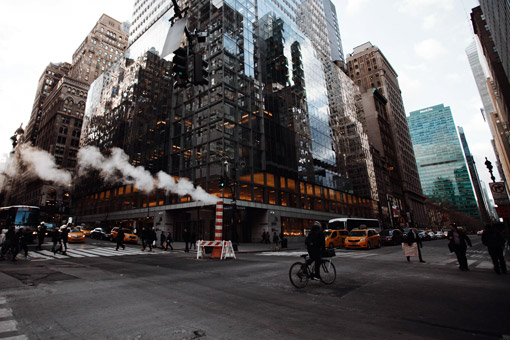 Busy NYC Street Scene.